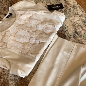 ELEGANT ANTIQUE WHITE WITH LACE TOP-6/pant-4